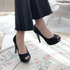 [GIRLS GOOB] Women's Pump Toe open Heels 11.5cm Enamel / Suede - Made in Korea